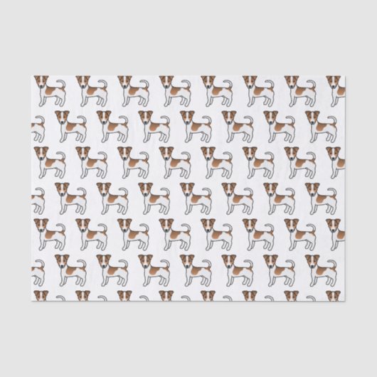 Wit & Tane Gladharige Jack Russell Terrier Honden Tissuepapier (Voorkant)
