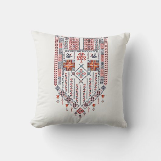 Wit Tatreez Thobe Kunstwerkpatroon Henna Decor Kussen (Voorkant)