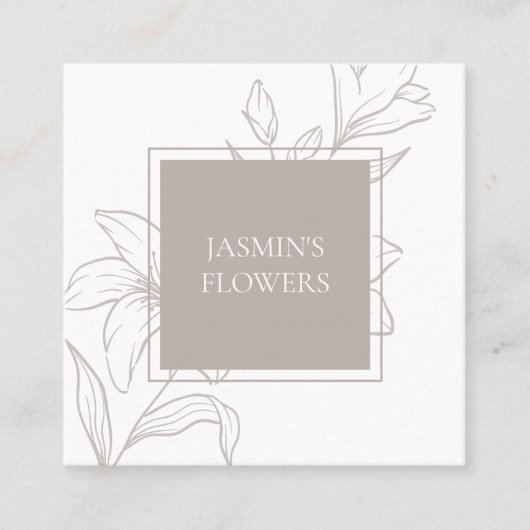 Wit & taupe | Chic Floral Label (Voorkant)