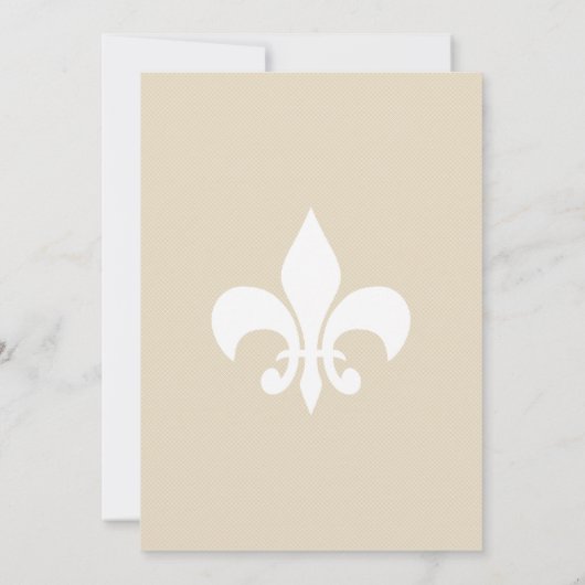 Wit & Taupe Frans Fleur De Lis Scrolls Bruiloft Kaart (Achterkant)