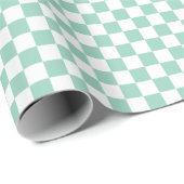Wit & Teal Schachbrett Motief Inpakpapier Rol (Rol Hoek)