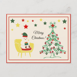   Wit Teddybeer Vrolijk Kerstfeest Feestdagenkaart