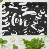 Wit tekstontwerp op zwarte achtergrond theedoek (Gevouwen)