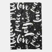 Wit tekstontwerp op zwarte achtergrond theedoek (Verticaal)