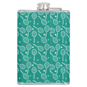 Wit tennisracket en een balpatroon groen heupfles (Achterkant)