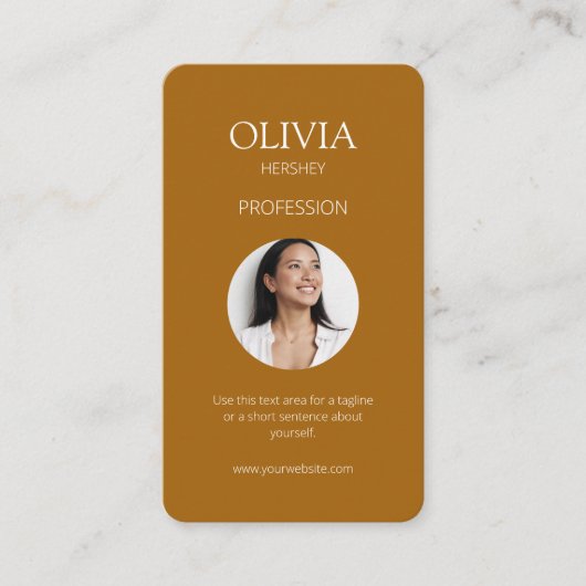 Wit / Terracotta foto sociale QR-code Visitekaartje (Voorkant)