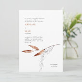 Wit & Terracotta Modern Blad Bruiloft Kaart (Staand voorkant)