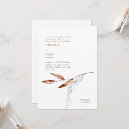 Wit & Terracotta Modern Blad Bruiloft Kaart