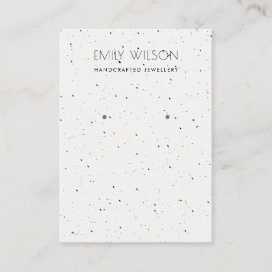 WIT TERRAZZO TEXTURE KRAFT EARRING DISPLAY LOGO VISITEKAARTJE (Voorkant)