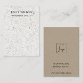 WIT TERRAZZO TEXTURE KRAFT EARRING DISPLAY LOGO VISITEKAARTJE (Voorkant / Achterkant)