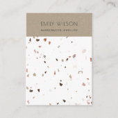 WIT TERRAZZO TEXTURE KRAFT EARRING DISPLAY LOGO VISITEKAARTJE (Voorkant)