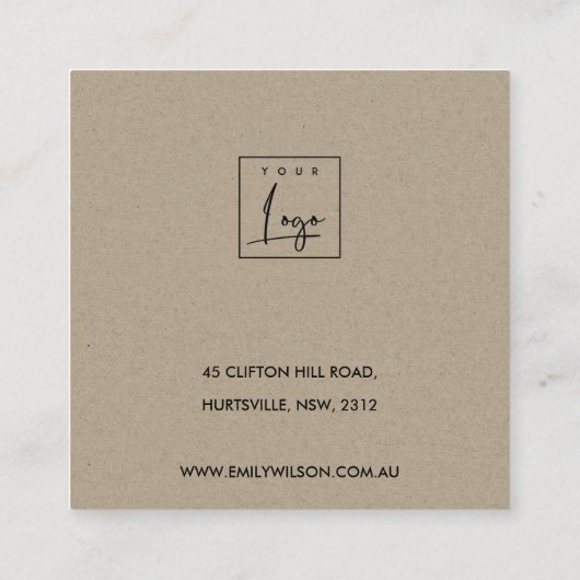 WIT TERRAZZO-TEXTURE STUD EARRING DISPLAY LOGO VIERKANTE VISITEKAARTJE (Achterkant)