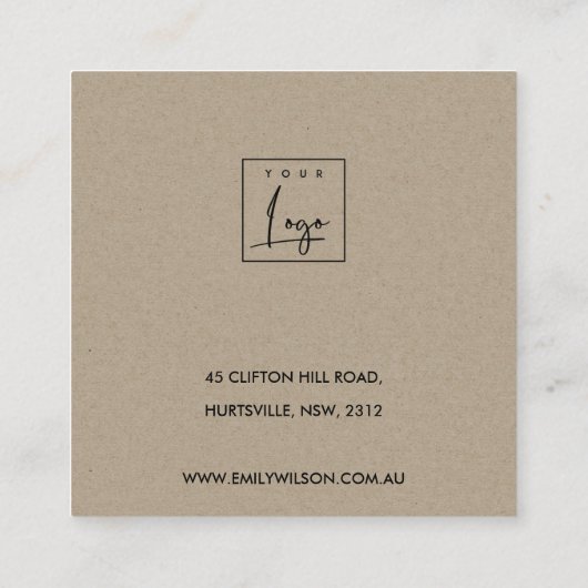 WIT TERRAZZO-TEXTURE STUD EARRING DISPLAY LOGO VIERKANTE VISITEKAARTJE (Achterkant)