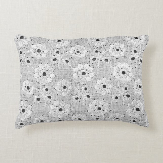 Wit textiel met fijne kant en elegantie naadloos accent kussen (Voorkant)