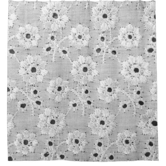 Wit textiel met fijne kant en elegantie naadloos douchegordijn (Voorkant)