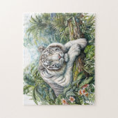 Wit Tiger Jungle Watercolor Puzzel (Verticaal)