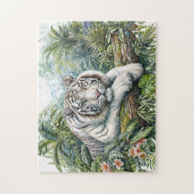 Wit Tiger Jungle Watercolor Puzzel