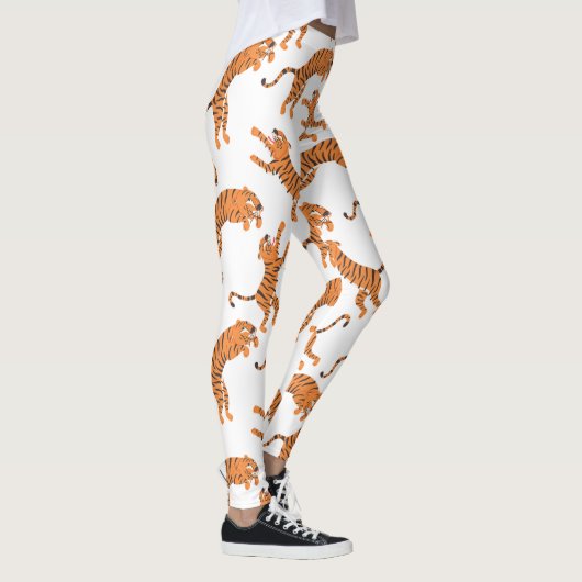 Wit Tijger Dierprint Patroon Ontwerp Leggings (Rechts)