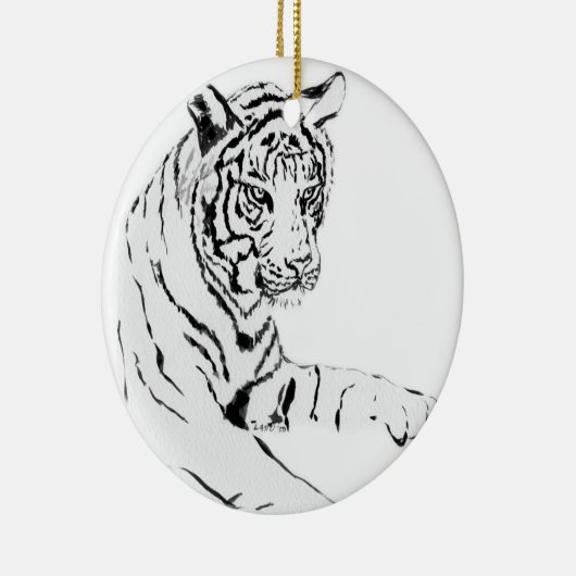 Wit tijgerkunst schilderen keramisch ornament (Rechts)