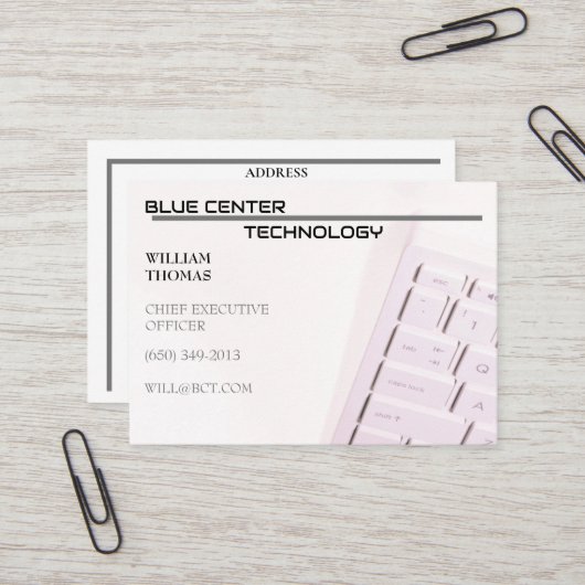 Wit toetsenbord RT Informatietechnologie Visitekaartje (Voorkant / Achterkant in situ)