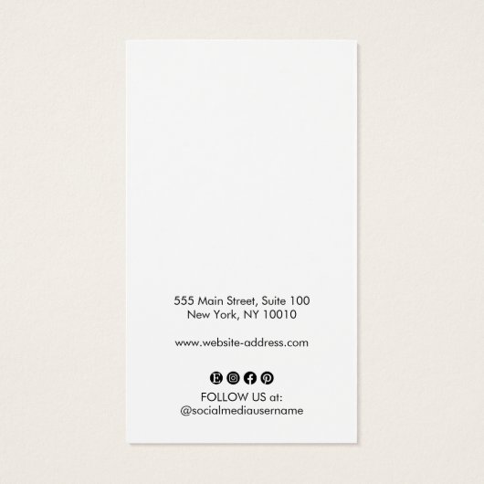 Wit Toevoegen Logo Social Media Oorbel Display Kaa Visitekaartje (Achterkant)