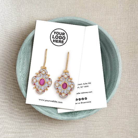 Wit Toevoegen Logo Social Media Oorbel Display Kaa Visitekaartje