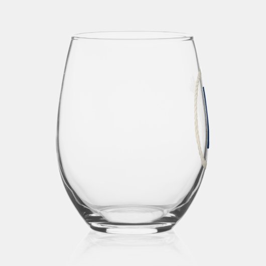 Wit touw Lijst met monogram Wijnglas Zonder Voet (Voorkant)