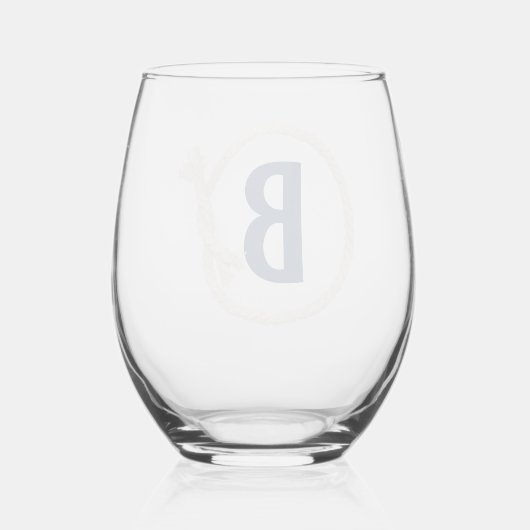 Wit touw Lijst met monogram Wijnglas Zonder Voet (Rechts)