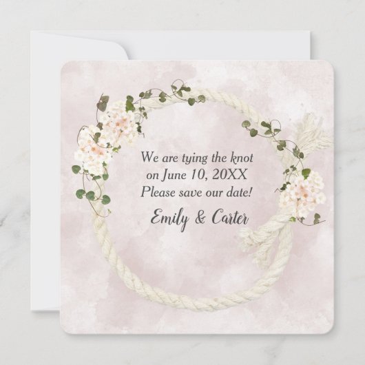 Wit Touw Met Hydrangea Boeketten Save The Date (Voorkant)