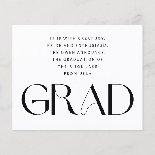 Wit Transparant Modern Fototekst Afstudeerder Kaar (Achterkant)