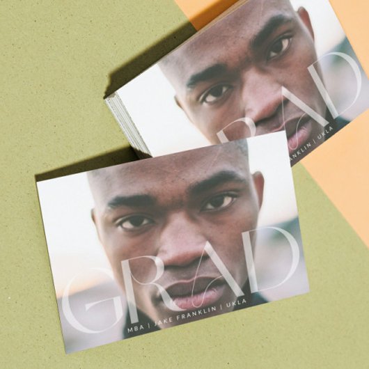 Wit Transparant Modern Photo Text Afstudeerder Aankondiging