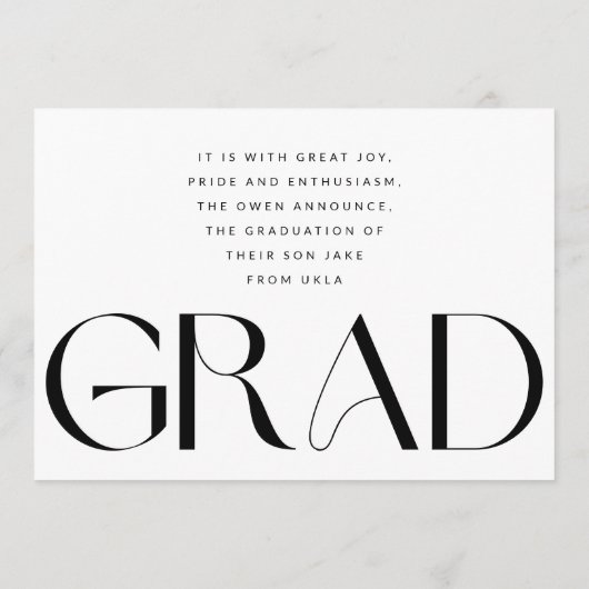 Wit Transparant Modern Photo Text Afstudeerder Aankondiging (Achterkant)