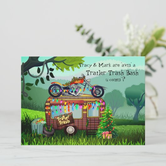 WIT TRASH BASH Funny Party Kaart (Staand voorkant)