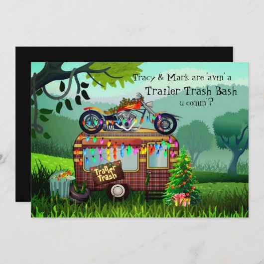 WIT TRASH BASH Funny Party Kaart (Voorkant / Achterkant)