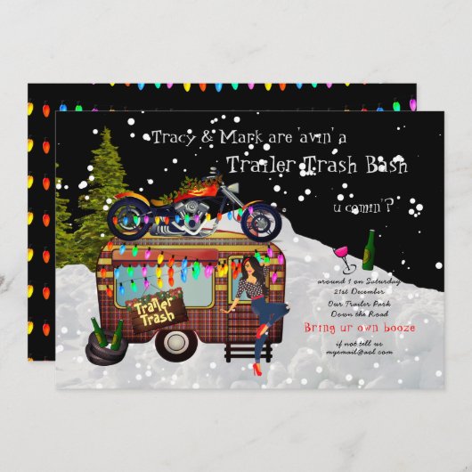 WIT TRASH BASH Funny Party Kaart (Voorkant / Achterkant)
