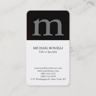 Wit trendy modern grijs monogram visitekaartje