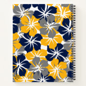 Wit Tropisch Grijs of Grijs Blauw Geel Bloemen Notitieboek (Achterkant)