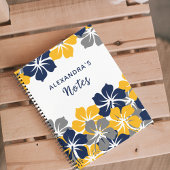Wit Tropisch Grijs of Grijs Blauw Geel Bloemen Notitieboek