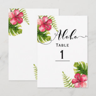 Wit Tropisch Hibiscus Chic Trouwtafel Nummer Kaart