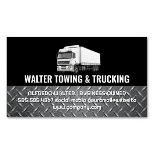 Wit Trucking Logo   Stalen Afwerking   Logistiek  Magnetisch Visitekaartje
