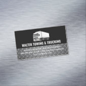 Wit Trucking Logo | Stalen Afwerking | Logistiek  Magnetisch Visitekaartje (Voorbeeld)