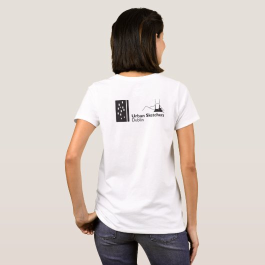 Wit tshirt met Urban Sketchers Dublin logo (Achterkant volledig)