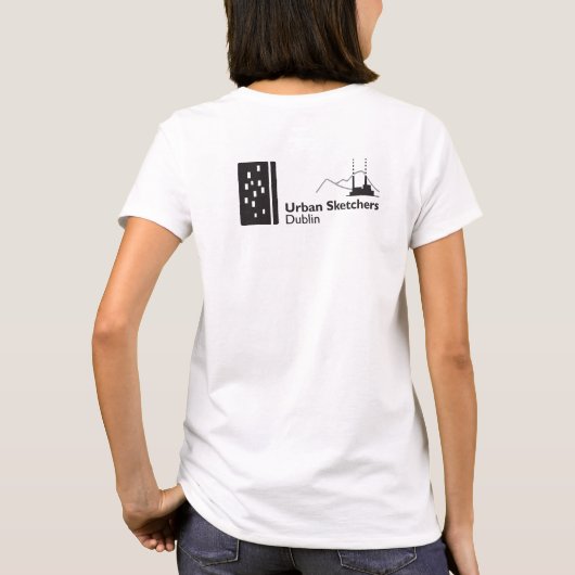 Wit tshirt met Urban Sketchers Dublin logo (Achterkant)