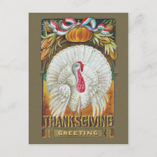 -wit Turkije en Thanksgiving groet Briefkaart