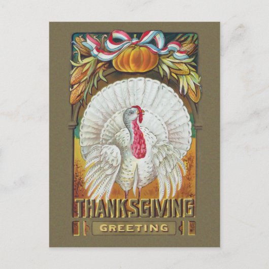 -wit Turkije en Thanksgiving groet Briefkaart (Voorkant)