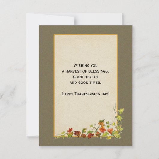 -wit Turkije en Thanksgiving groet Feestdagenkaart (Achterkant)