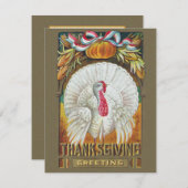 -wit Turkije en Thanksgiving groet Feestdagenkaart (Voorkant / Achterkant)