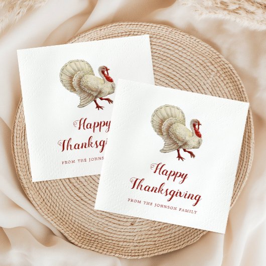 -wit Turkije Happy Thanksgiving-diner Servet