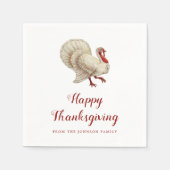-wit Turkije Happy Thanksgiving-diner Servet (Voorkant)