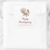 -wit Turkije Happy Thanksgiving Vierkante Sticker (Tas)